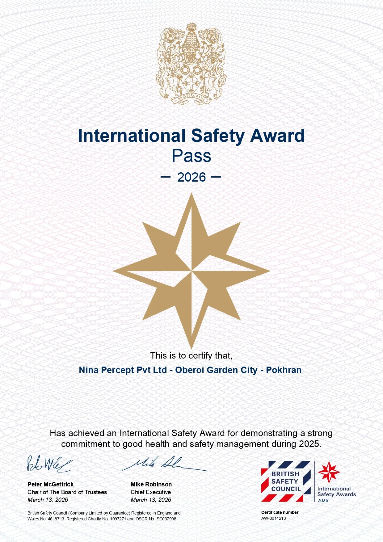 International Safety Award 2026